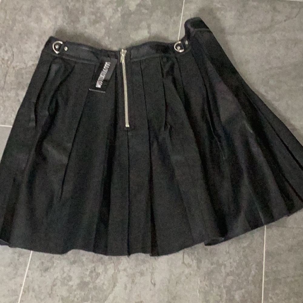 Dolls Kill black Mini Skater Skirt Pleated Workwear